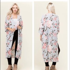 Floral Print Open Front Cardigan